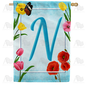 Spring Beauties Monogram Double Sided House Flag