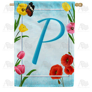 Spring Beauties Monogram Double Sided House Flag
