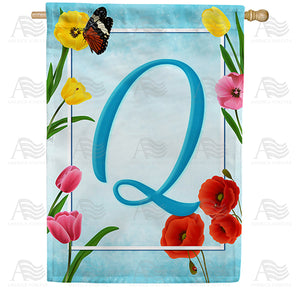 Spring Beauties Monogram Double Sided House Flag