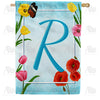 Spring Beauties Monogram Double Sided House Flag