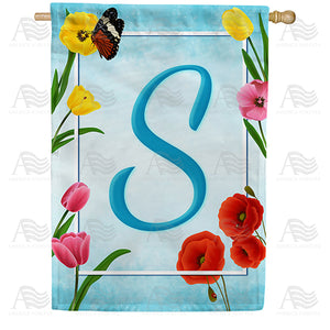 Spring Beauties Monogram Double Sided House Flag