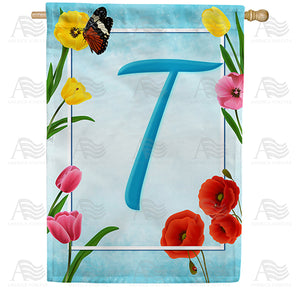 Spring Beauties Monogram Double Sided House Flag