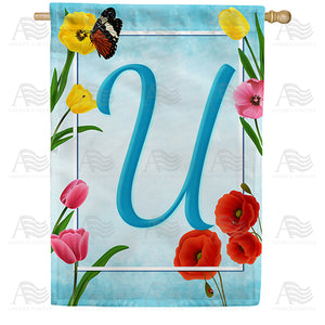 Spring Beauties Monogram Double Sided House Flag