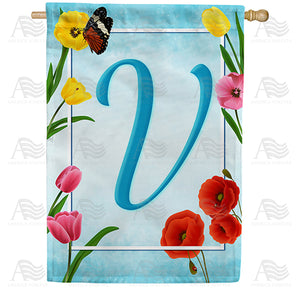 Spring Beauties Monogram Double Sided House Flag