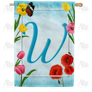 Spring Beauties Monogram Double Sided House Flag