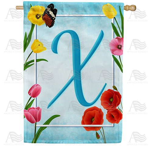 Spring Beauties Monogram Double Sided House Flag