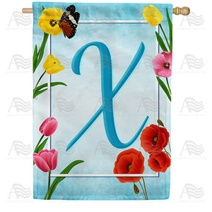 Spring Beauties Monogram Double Sided House Flag
