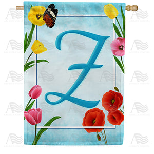 Spring Beauties Monogram Double Sided House Flag
