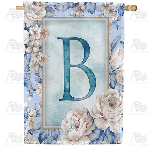 Old Fashion Flowers Monogram Double Sided House Flag