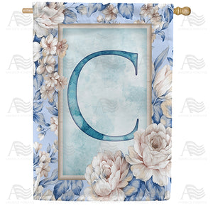 Old Fashion Flowers Monogram Double Sided House Flag