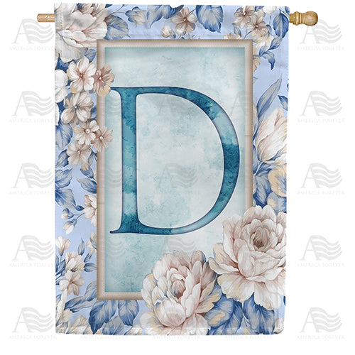 Old Fashion Flowers Monogram Double Sided House Flag
