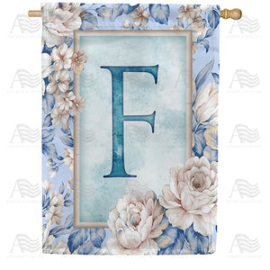 Old Fashion Flowers Monogram Double Sided House Flag
