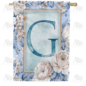 Old Fashion Flowers Monogram Double Sided House Flag