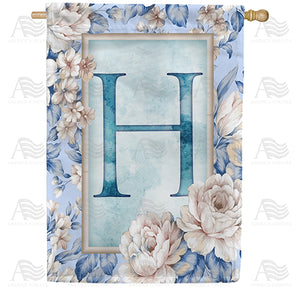 Old Fashion Flowers Monogram Double Sided House Flag