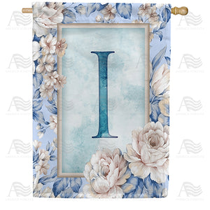 Old Fashion Flowers Monogram Double Sided House Flag