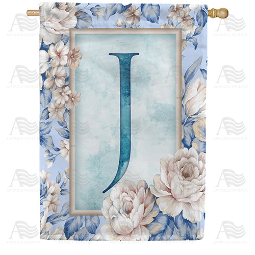 Old Fashion Flowers Monogram Double Sided House Flag