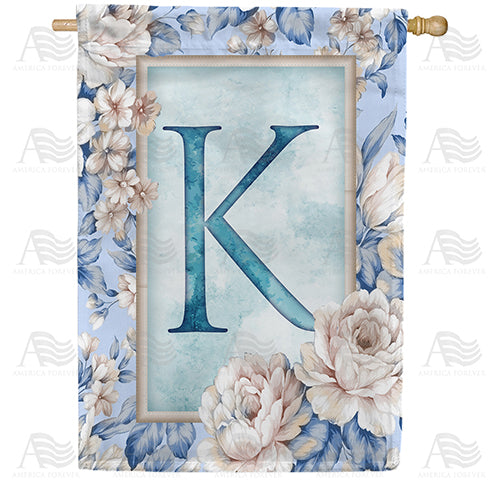 Old Fashion Flowers Monogram Double Sided House Flag