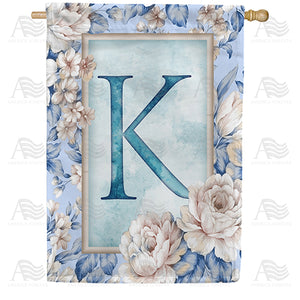 Old Fashion Flowers Monogram Double Sided House Flag