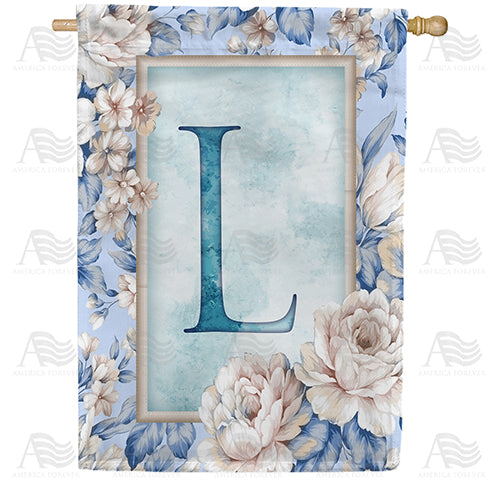 Old Fashion Flowers Monogram Double Sided House Flag