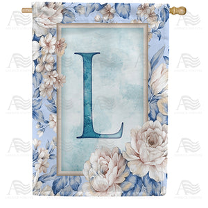 Old Fashion Flowers Monogram Double Sided House Flag