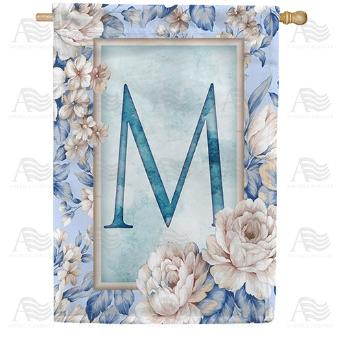 Old Fashion Flowers Monogram Double Sided House Flag