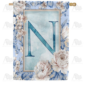 Old Fashion Flowers Monogram Double Sided House Flag