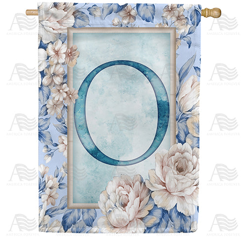 Old Fashion Flowers Monogram Double Sided House Flag