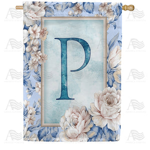 Old Fashion Flowers Monogram Double Sided House Flag