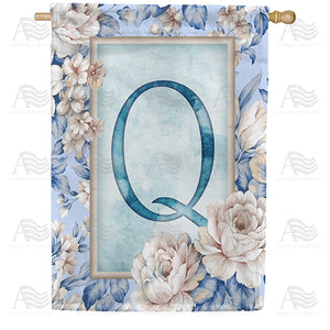 Old Fashion Flowers Monogram Double Sided House Flag