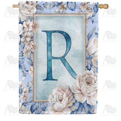 Old Fashion Flowers Monogram Double Sided House Flag