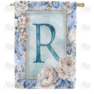 Old Fashion Flowers Monogram Double Sided House Flag