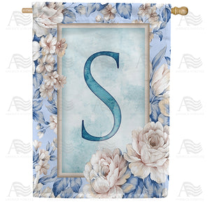 Old Fashion Flowers Monogram Double Sided House Flag