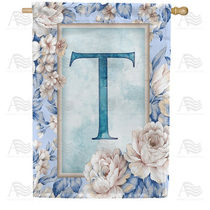 Old Fashion Flowers Monogram Double Sided House Flag
