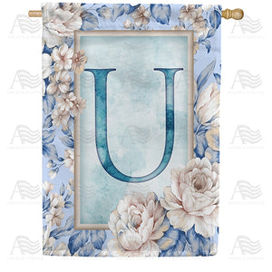 Old Fashion Flowers Monogram Double Sided House Flag