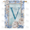Old Fashion Flowers Monogram Double Sided House Flag