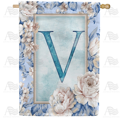 Old Fashion Flowers Monogram Double Sided House Flag