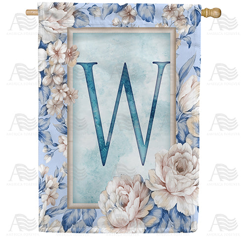 Old Fashion Flowers Monogram Double Sided House Flag