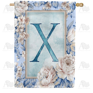 Old Fashion Flowers Monogram Double Sided House Flag