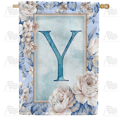 Old Fashion Flowers Monogram Double Sided House Flag