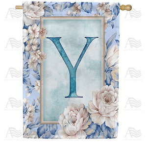 Old Fashion Flowers Monogram Double Sided House Flag