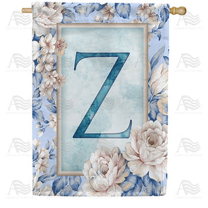 Old Fashion Flowers Monogram Double Sided House Flag