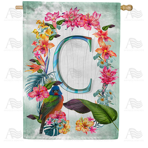 Island Flowers Monogram Double Sided House Flag