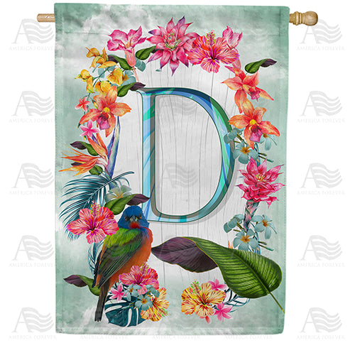 Island Flowers Monogram Double Sided House Flag