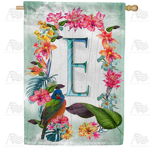 Island Flowers Monogram Double Sided House Flag