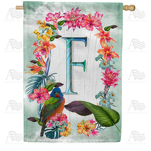 Island Flowers Monogram Double Sided House Flag