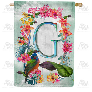 Island Flowers Monogram Double Sided House Flag