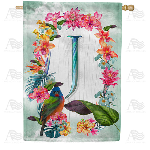 Island Flowers Monogram Double Sided House Flag