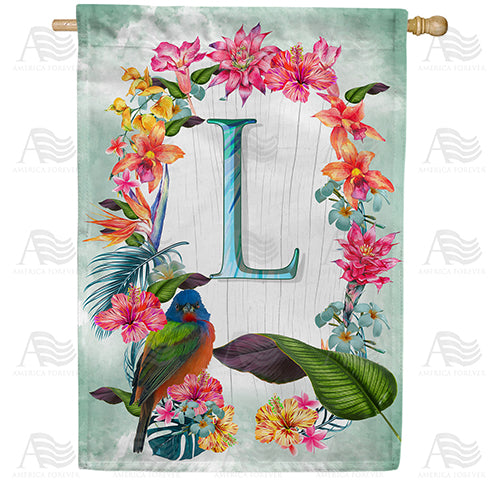 Island Flowers Monogram Double Sided House Flag