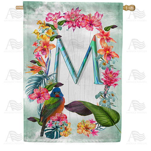 Island Flowers Monogram Double Sided House Flag