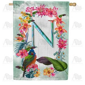 Island Flowers Monogram Double Sided House Flag
